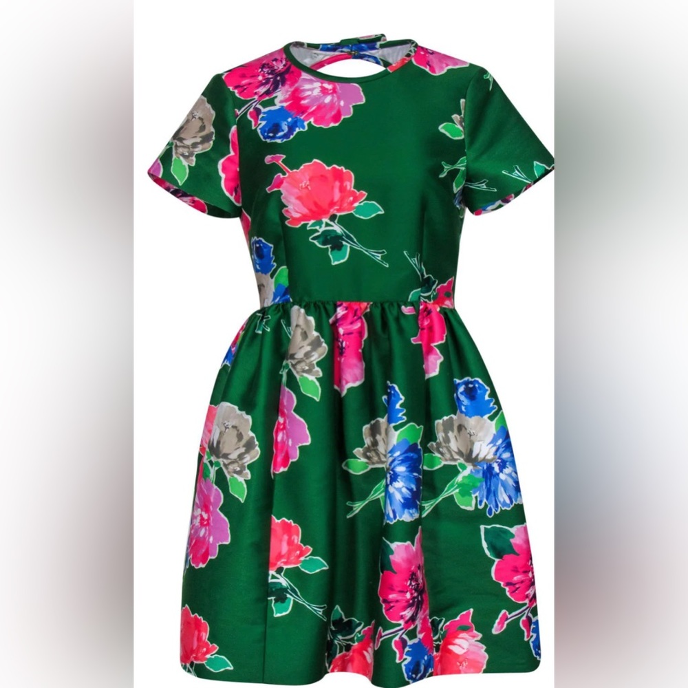 Kate Spade - Spring bloom dress. Green Fit & Flare Dress Sz 00